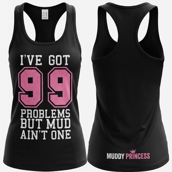 Ideal T Tops - Muddy Princess Women's Black Muscle Tee with Pink Graphic